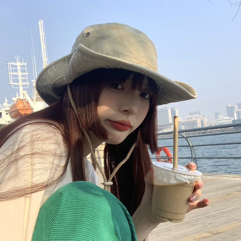 西部牛仔帽女戶外露營漁夫帽夏季水洗防曬遮陽帽登山太陽帽子男潮