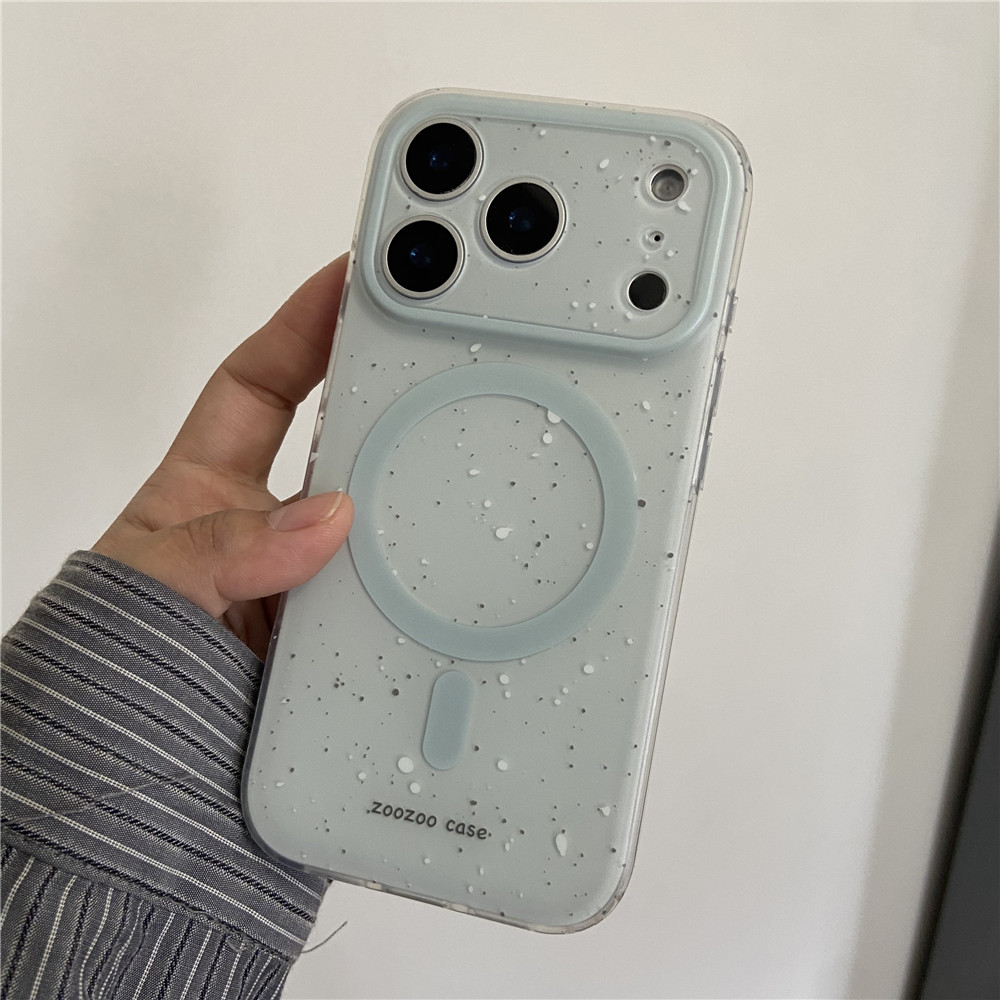 Custodia magnetica blu latte con inchiostro splash adatta per iPhone 17 16 Simple 15 Pro, stile coreano 14/13/12_voghion.com