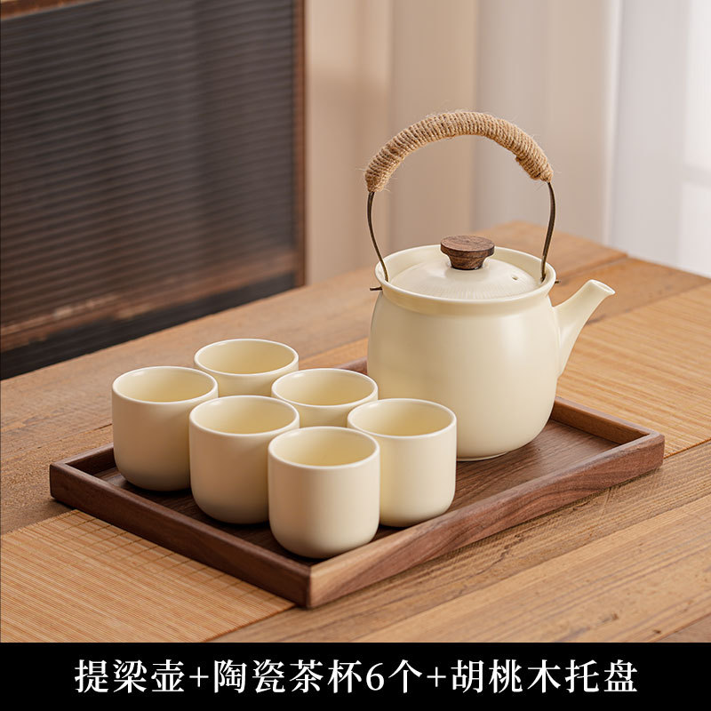 América del Norte de nuez cerámica set de agua té resistente a altas temperaturas viga kettle taza kettle para el hogar de la sala de estar