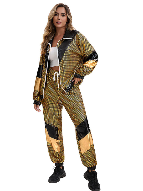 2025 クロスボーダー 80 年代ディスコ スポーツウェア ジャケットとパンツ コスプレ パーティー ステージ パフォーマンス服|undefined