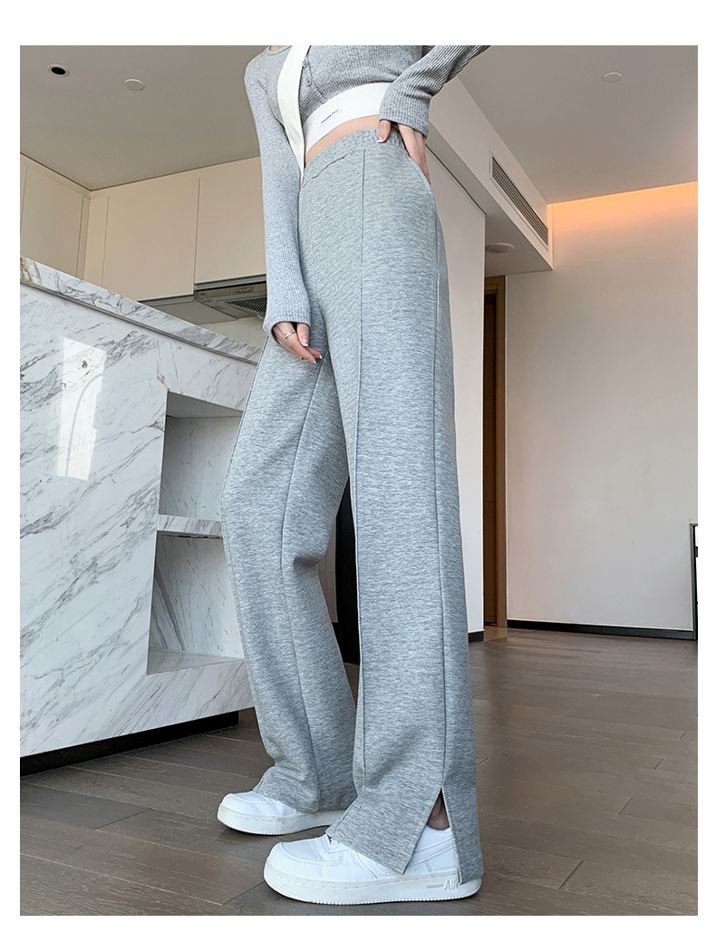 Slit narrow air cotton wide-leg pants for women, 2023 new high-waisted drape floor-length pants, slimming straight casual pants pic 22