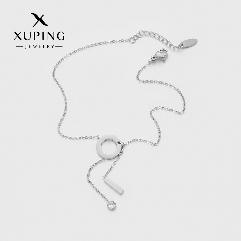 Xuping joyería simple nicho de diseño de tobillas de acero inoxidable geométricas redondas europeas y americanas bordas vacaciones pie de viento al por mayor