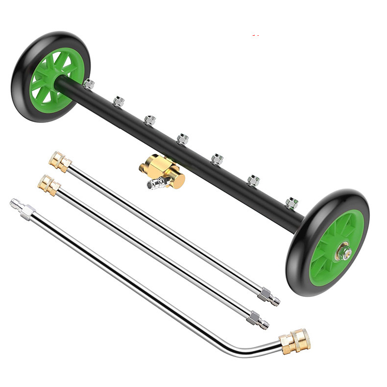 Dual-function chassis cleaning machine 24 inch 7 nozzle high pressure cleaning machine water broom 3 extension rods 4000PSI