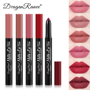 Cross-border lipstick pen Matte Velvet matte face women lipstick pen bean paste rose with pencil sharpener automatic lip liner