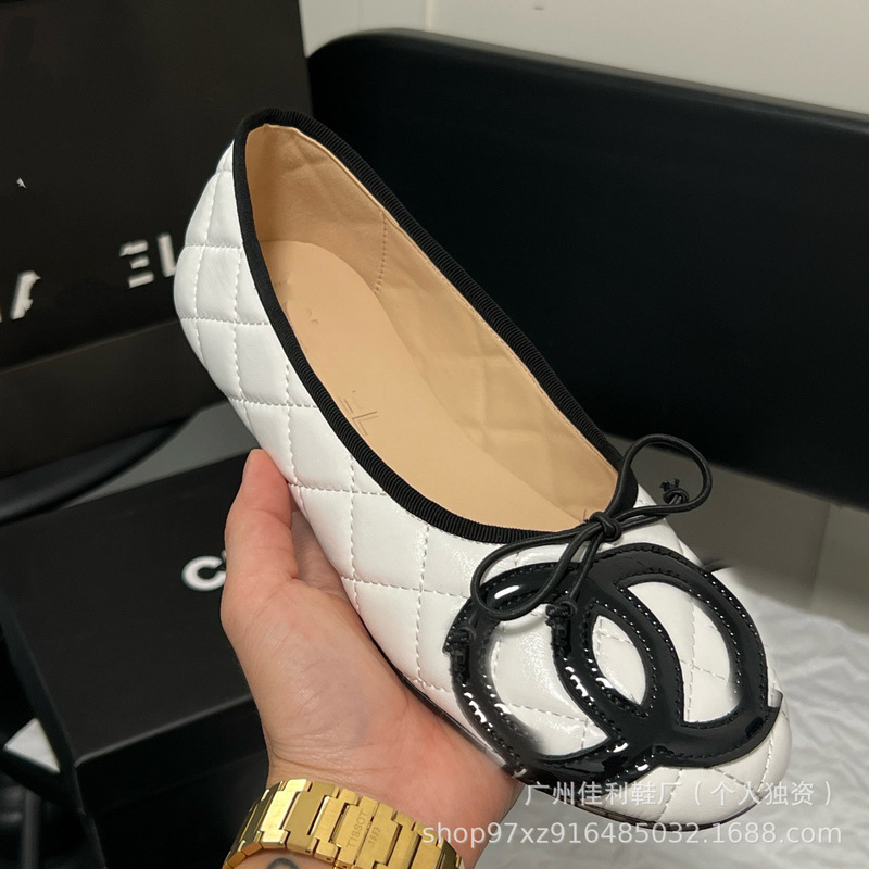 小香风芭蕾鞋女2025新款韩版百搭增高休闲鞋一脚蹬蝴蝶结菱格单鞋|undefined