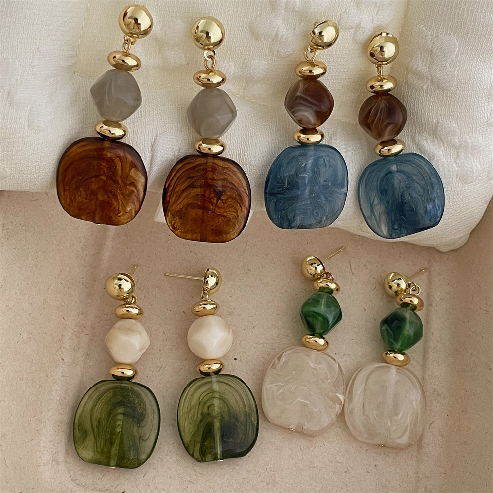 12g Weight 925 Sterling Silver Ear Needle Material Drop Earrings Classification 1 Pair Quantity Date Occasion Alloy, Resin Material Geometric, Water Droplets Pattern All Seasons Season Women's Gender Plating Design Modern Style, Simple Style Style 1 Pair Modern Style Simple Style Geometric Water Droplets Plating Alloy Resin Drop Earrings 11