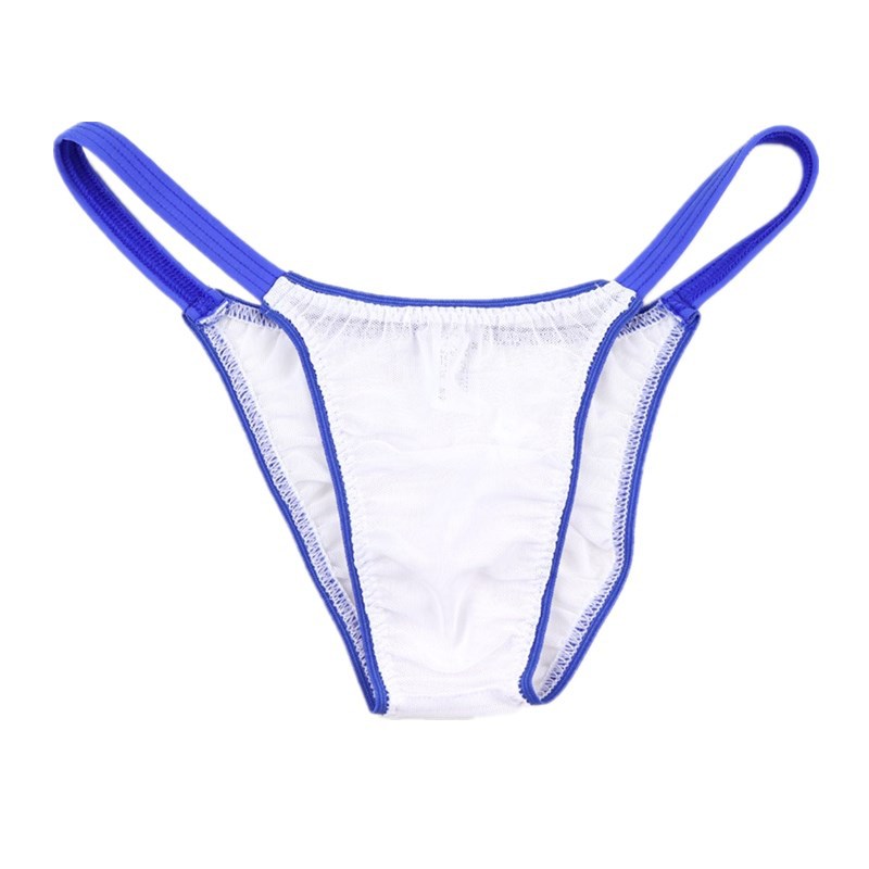 Men's briefs transparent sexy stretch mesh fabric color matching thin waist breathable comfortable men's triangle bikini