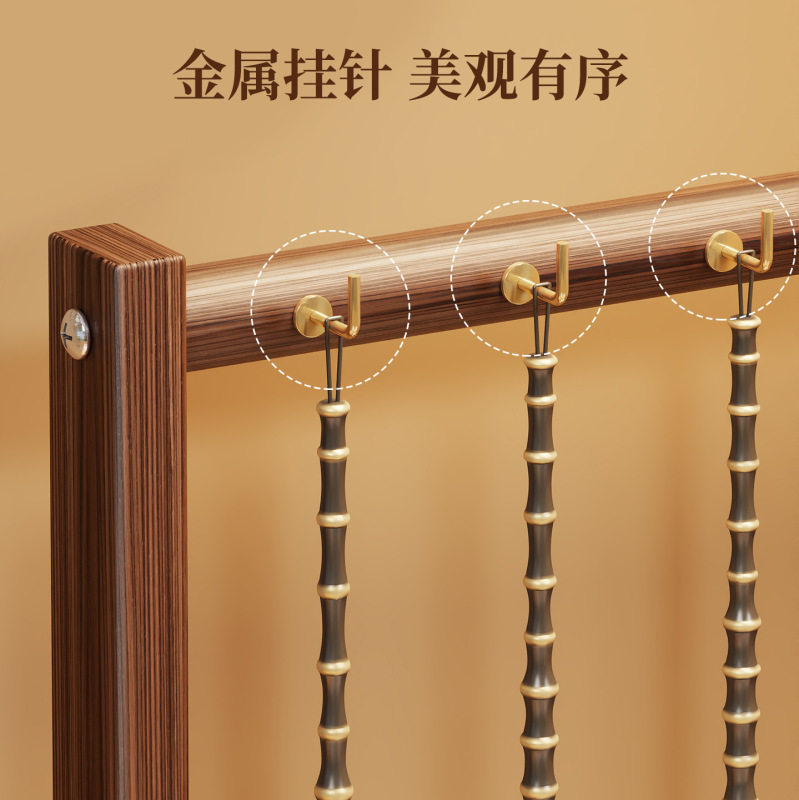 毛笔挂架多功能桌面专用笔托中式实木悬挂式毛笔架子|undefined
