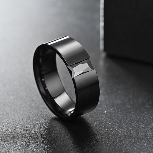  European and American fashionable new men's black elegant open-set zircon ring source manufacturer large quantity and price