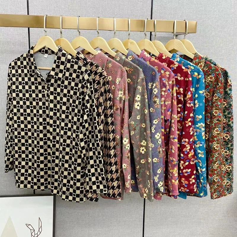 Двусторонняя термофутболка для мам на осень, больших размеров, из приятного для кожи хлопка, с длинным рукавом и воротником, для женщин среднего и старшего возраста, в японском и корейском стиле.