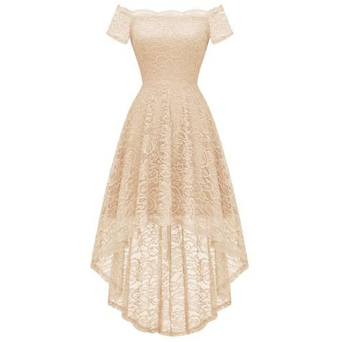 Amazon Women's Lace Cocktail Dress Off-Shoulder Bridesmaid Gown Swing Formal Party Dress Amazon Women's Lace Cocktail Dress Off-Shoulder Bridesmaid Gown Swing Formal Party Dress