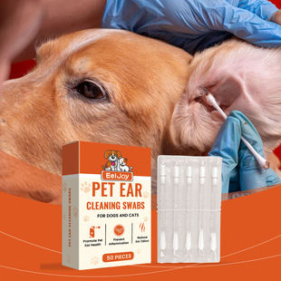 Eeljoy Pet Ear Cleaning Cotton Swabs, Universal Daily Soothing and Caring Gentle Earwax Cleaning Cotton Swabs for Cats and Dogs