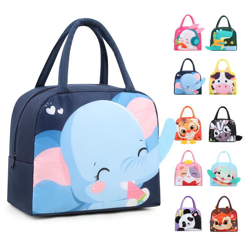 Nuevo cartón de dibujos animados bolsas de almuerzo estereoscópicas estudiantes niños bolsas de almuerzo de mano bolsa de aluminio aislante de calor bolsa de picnic con bolsa de comida