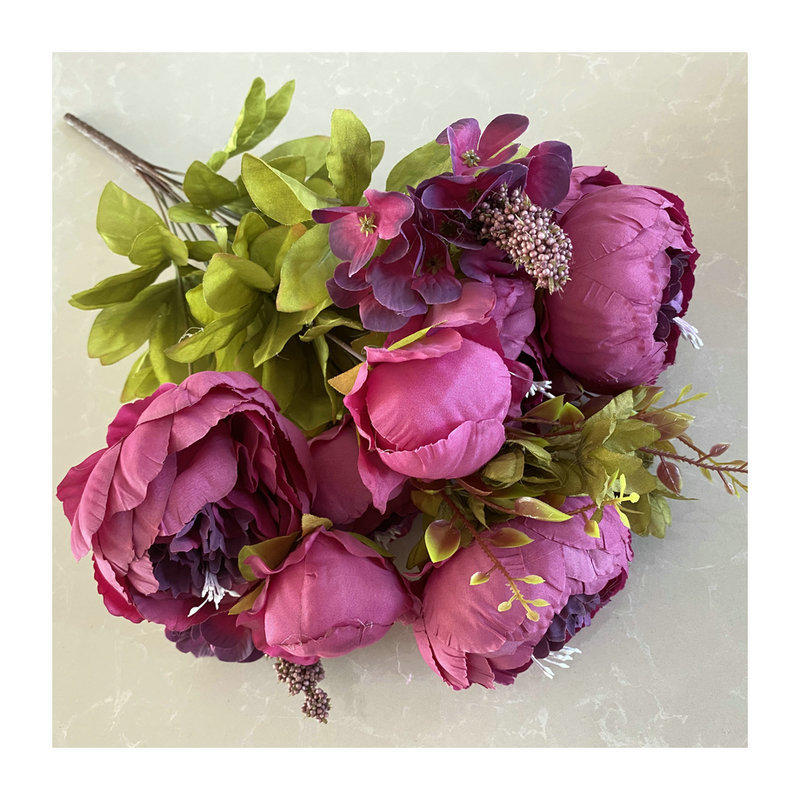 Tela cepillada Meiya 13-cabeza peonía de estilo europeo núcleo flor artificial flor falsa boda salón decoración ramo