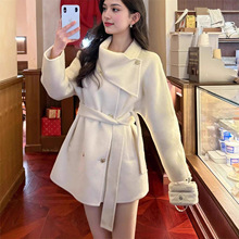 红色赫本风短款毛呢大衣外套女秋冬季加厚2025新款爆款高级感呢子