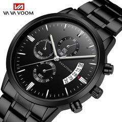 Cross-border Amazon Stainless Steel Band Watch Men's European and American Business Fashion Casual Calendar Quartz Watch Wholesale