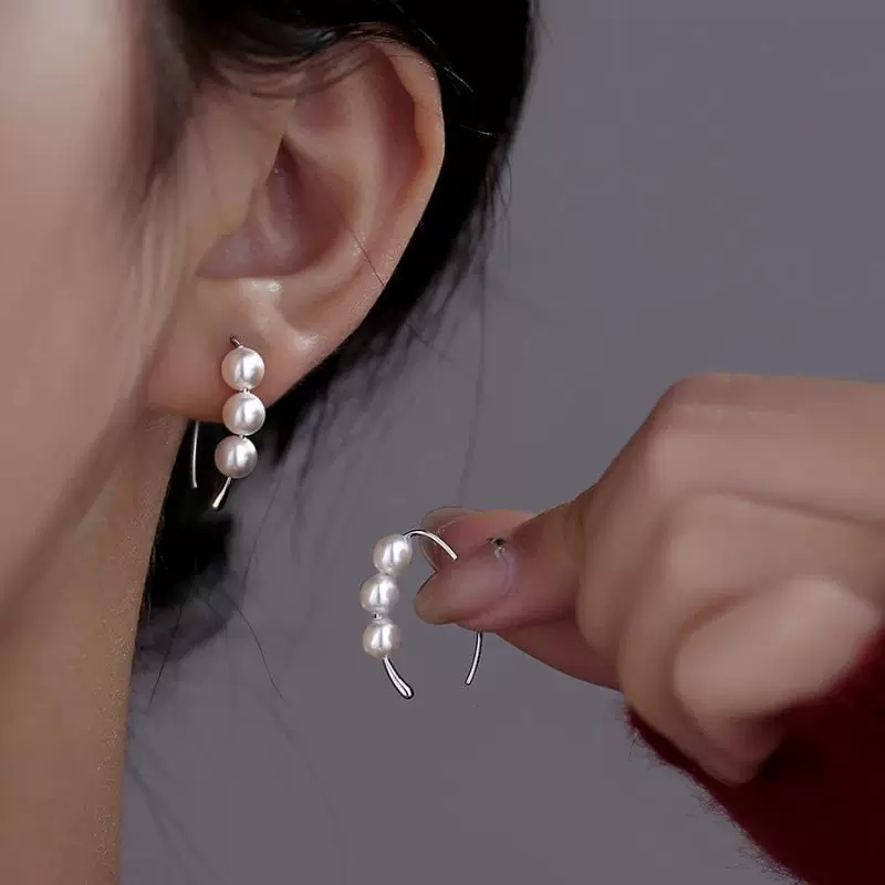 Серебряные игольницы, небольшие дизайнерские серьги из жемчуга, серебро 925 пробы, простой и элегантный дизайн, тренд сезона