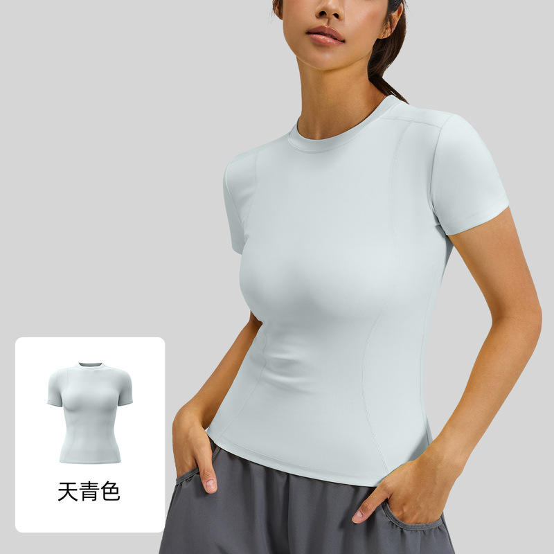 春夏修身運動半袖tシャツヨガ服上着女性フィットネスガードルランニングヨガ半袖|undefined
