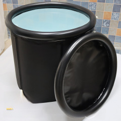 Black Foldable Hot Tub with Thick Adult PVC Inflatable Bathtub Home Foldable Shower Tub Ice Bath Tub