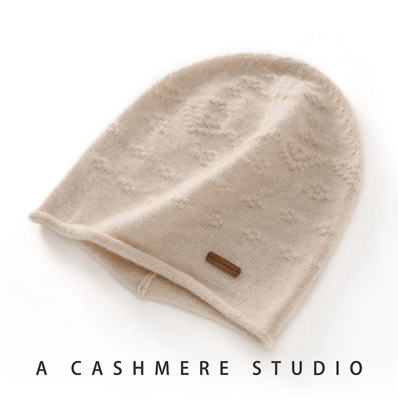 캐시미어 모자 여성 100 캐시미어 2024 가을과 겨울 새로운 간단한 컬 다목적 니트 따뜻한 모자 그레이