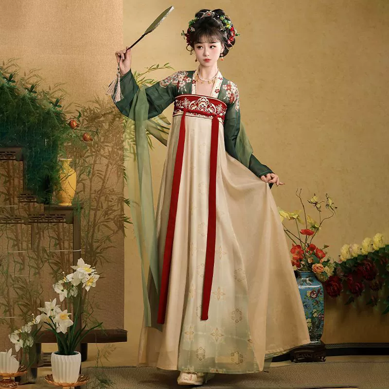 Яотай Юэся Original Hanfu женское платье-подол до груди с вышивкой из эпохи Тан, стиль восстановленного декора, праздник-фейский стиль повседневный весна-лето