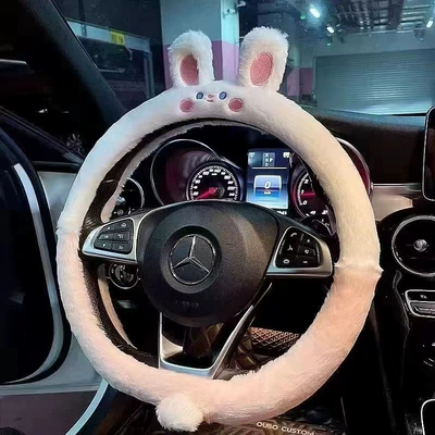 Steering wheel cover, Car steering wheel cover winter - rabbit-with-ears-d-shaped-38cm