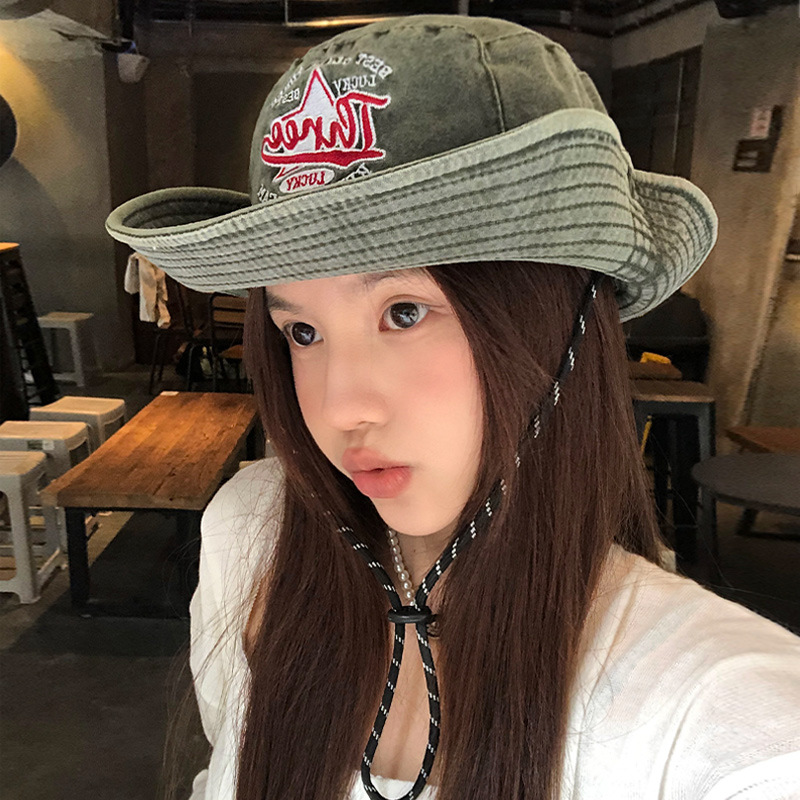 American retro western cowboy sombrero mujer primavera-verano ropa de lazos sombrero de montaña al aire libre sombrero de pescador de sombrero de sombrero de sombra grande