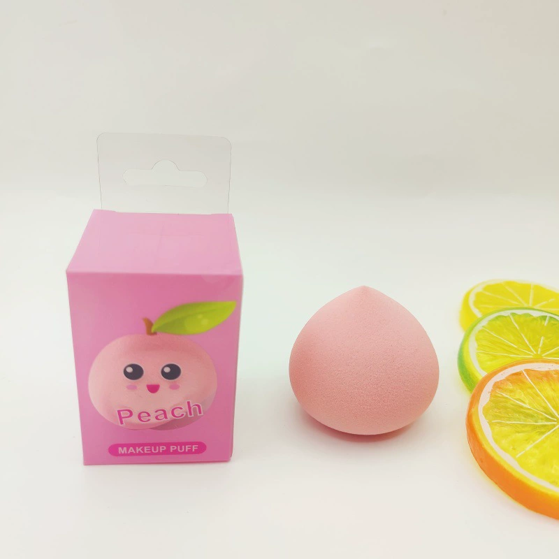 Комплект косметички — фруктовая форма, красочный косметический спонж, PVC коробка, 9,5×4,5×4,5 см