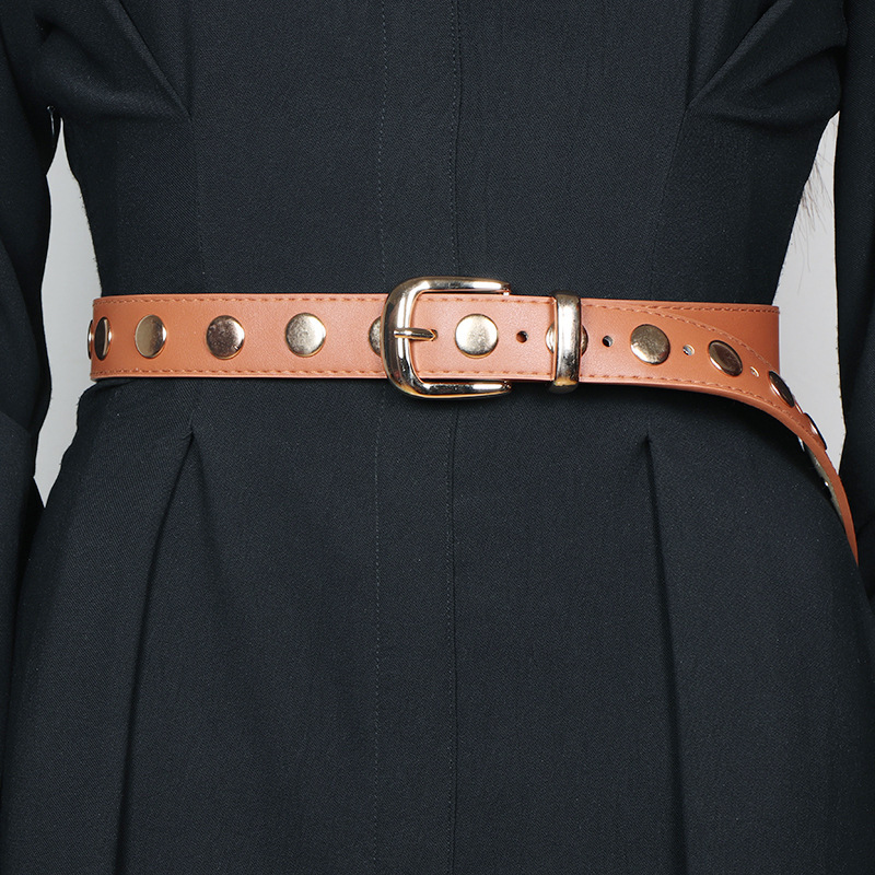 Új szegecses öv, férfi divatos punk farmeröv, férfi és női ifjúsági hip-hop utcai tánchoz való díszítő öv_voghion.com