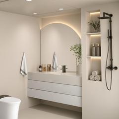 智能岩板一體浴室櫃組合無縫盆衛生間高級感洗手洗漱台池衛浴櫃