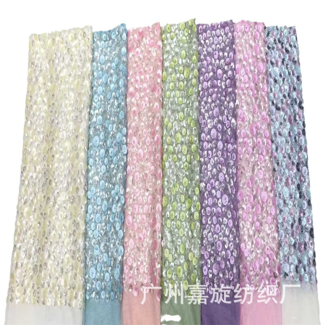 2025 nuevo doble color flor de ciruela laminado bordado sequin tejido de encaje vestido de noche vestido de mujer fresco tela de desfile image 6