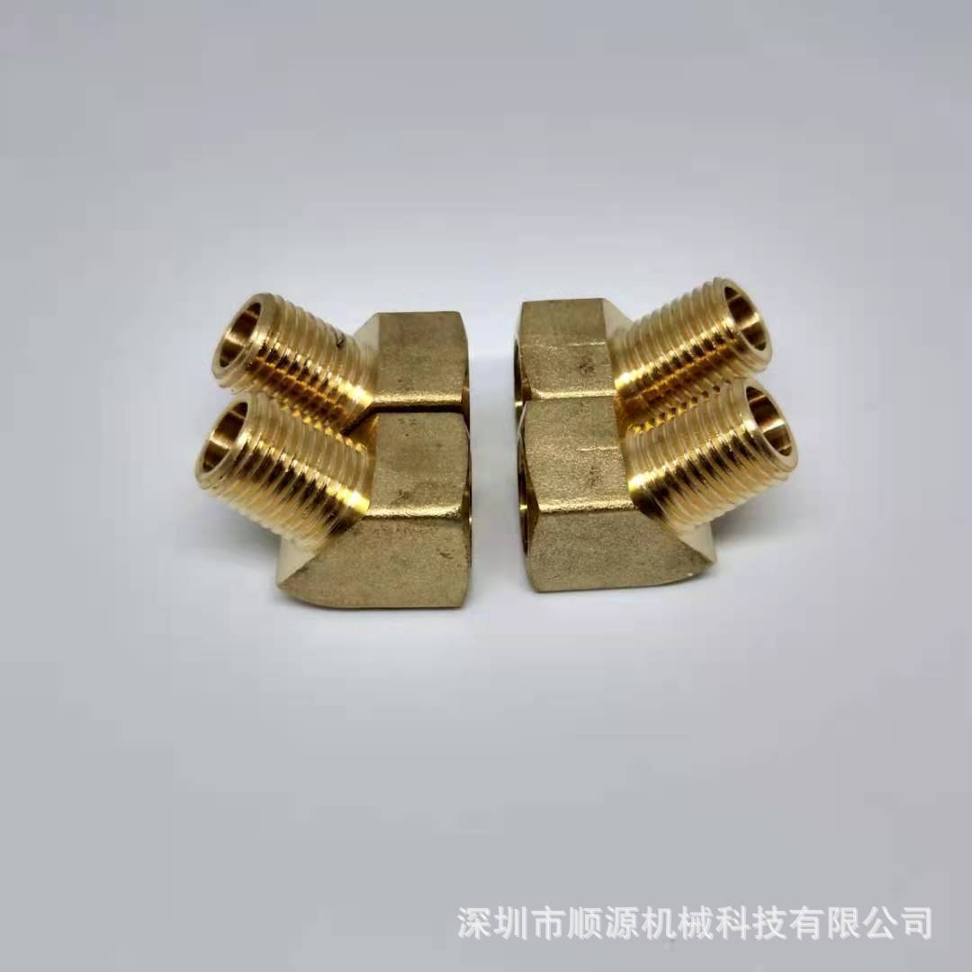 1/4NPT内外牙方块接头 NPT牙铜45度接头 内外牙45度弯头弯头