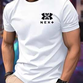 2026新男士盔甲下风格t恤修身合身白色棉质短袖休闲运动街头服装