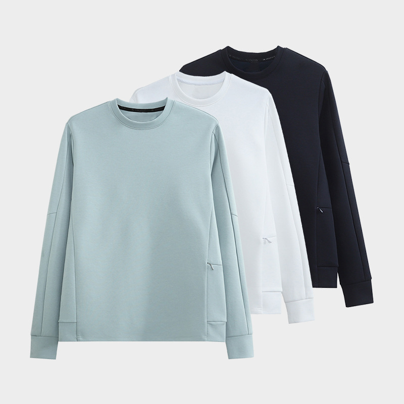 Spring and Autumn Men's Sweatshirt Air Layer Casual Sports Top Space Cotton Sweatshirt Cotton Round Neck Couple High-End Sweatshirt