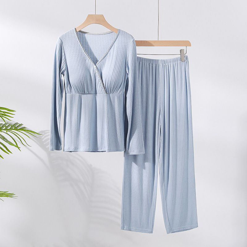 Comfortable Breathable Breathable Nursing Suit for Pregnant Women in Spring and Autumn Postpartum Nursing Thin Household Clothing Elastic Pajamas Comfortable Breathable Breathable Nursing Suit for Pregnant Women in Spring and Autumn Postpartum Nursing Thin Household Clothing Elastic Pajamas