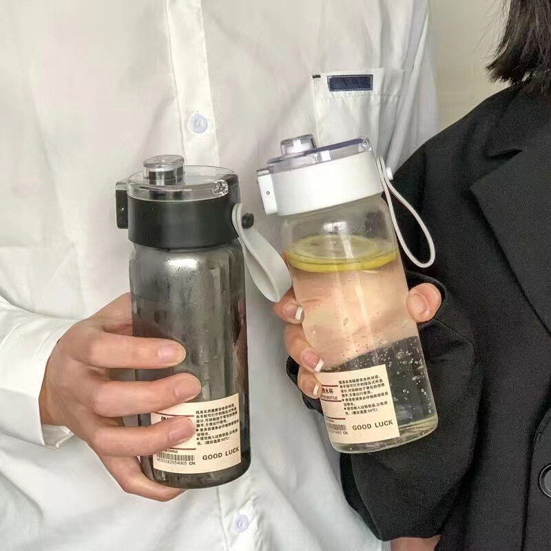 Wuyin Flat for Plastic Water Cup High-value Simple Handle Cup Portable Drop-resistant PC with Tea Compartment Handle Cup for Men and Women