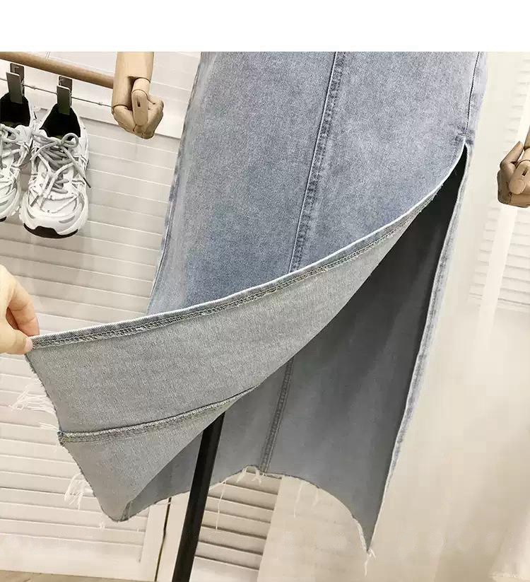 Casual Style Tassel, Slit, Tassel Craft Summer Casual Irregular Bag Cattle Denim Midi Dress Skirts