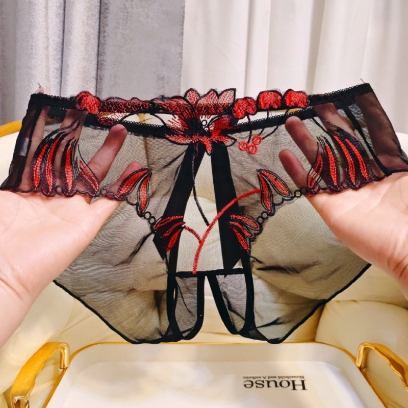 2025 High-Value Embroidered Hot and Sexy Hollow-Out Triangle Panties for Women, Fashionable and Sexy Plus Size Women's Underwear