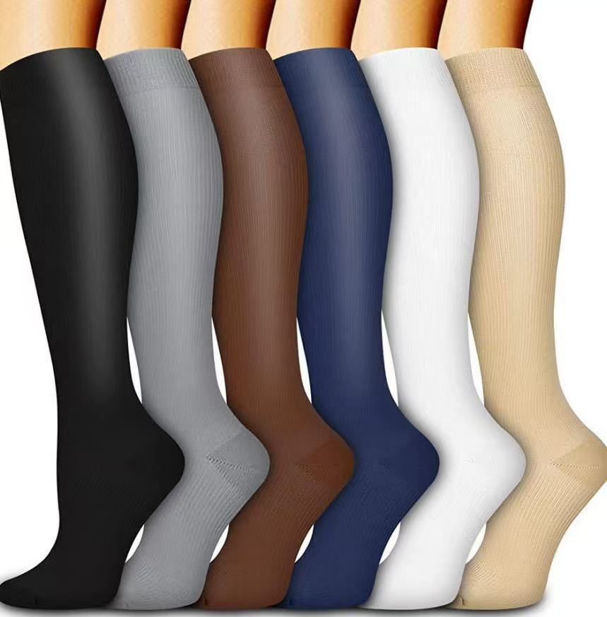 Juego de 6 pares de calcetines deportivos de compresión transfronterizos para fitness, calcetines largos de compresión para pantorrillas para hombres y mujeres, calcetines de compresión elásticos. image 55