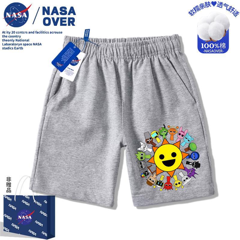 Nasa Rhythm Box Children's Summer Cotton Shorts Men's and Women's Clothing 2025 New Casual Cartoon Printed Pants