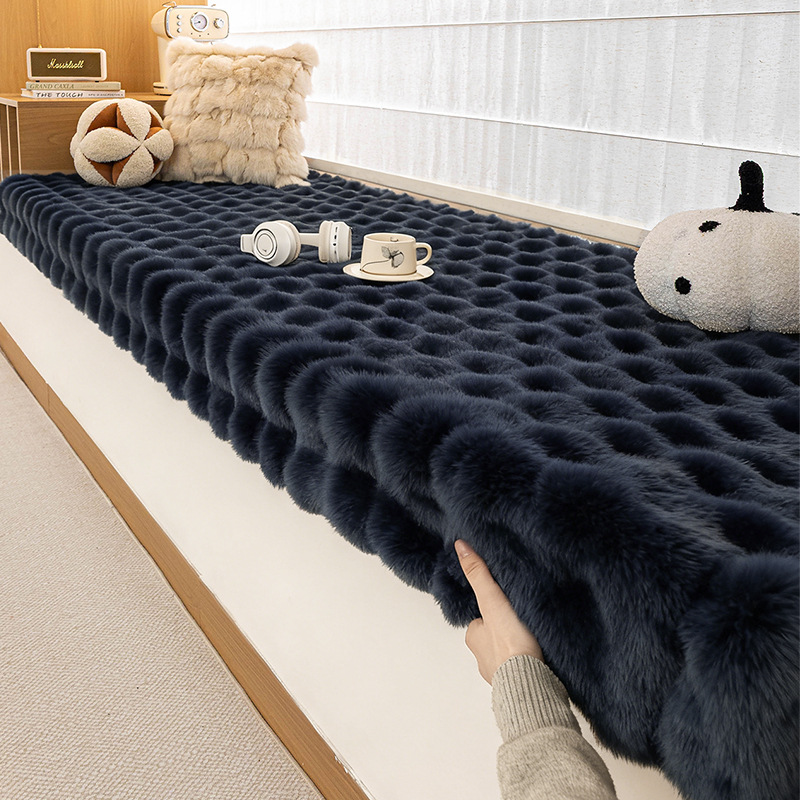 Otoño y invierno textura de conejo de peluche 2025 nuevo tipo de ventana flotante esponja colgante desmontable y grueso cojín antideslizante