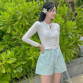 泳衣女2026新款分体长袖防晒保守遮肚显瘦ins韩国度假温泉冲浪衣