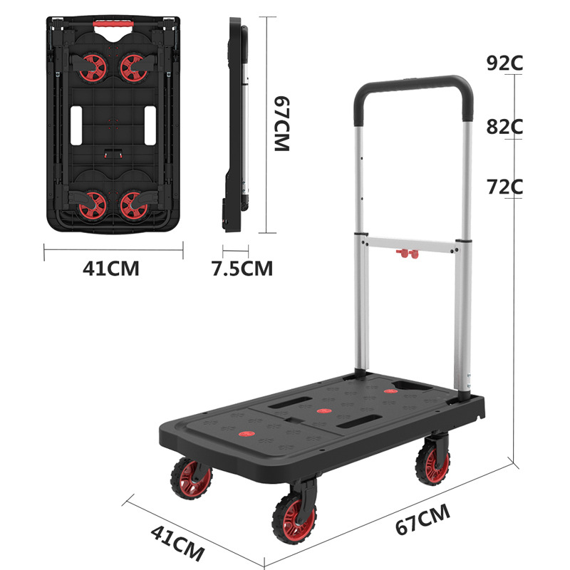 Carretilla de plataforma plana totalmente plegable Shunhe 99F, carrito de mano para transporte de carga, carrito de herramientas.