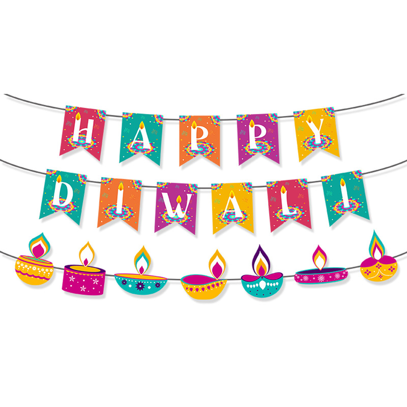 HAPPY DIWALIアルファベットプルフラワーインド排灯節パーティーパーティー配置横断幕スパイラルペンダント|undefined