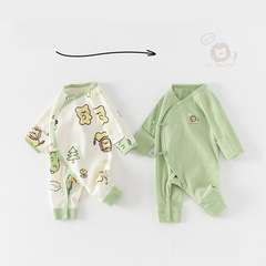 Autumn Newborn Baby Bodysuit Spring and Autumn Children's Clothes Double-Sided Butterfly Dress Cotton Boneless Long Sleeve Crawling Suit