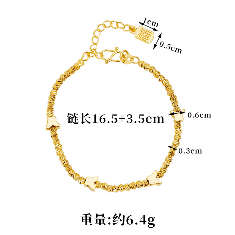Brazalete de oro de arena de Vietnam lujoso ligero bungee ojo de gato mariposa campana de cuatro hojas brazalete joyería de aleación de cobre al por mayor