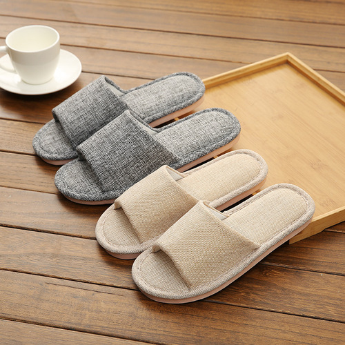 Linen slippers for men, spring and autumn, four seasons, household, indoor, non-stinky feet, women's non-slip cotton and linen, winter and summer
