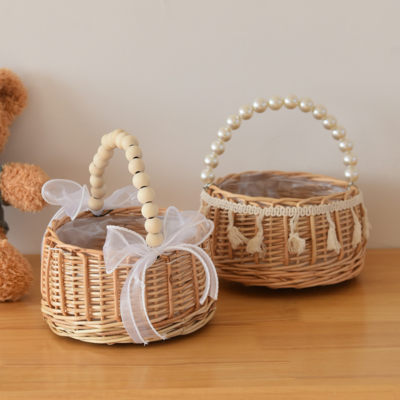 303g Weight Weave, Lace Fashion Element Open Closure Type Top Handle Strap Type Handbag Bags Type Daily Occasion Wicker Material Solid Color Pattern All Seasons Season Women's Gender Simple Style Style Cylindrical Shape Women's Wicker Solid Color Simple Style Weave Lace Cylindrical Open Handbag 18