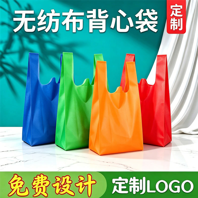 Chaleco en blanco bolsas de tela no tejida bolsas de compras plegables bolsas publicitarias personalizadas bolsas de regalo bolsas de tela no tejida logotipo