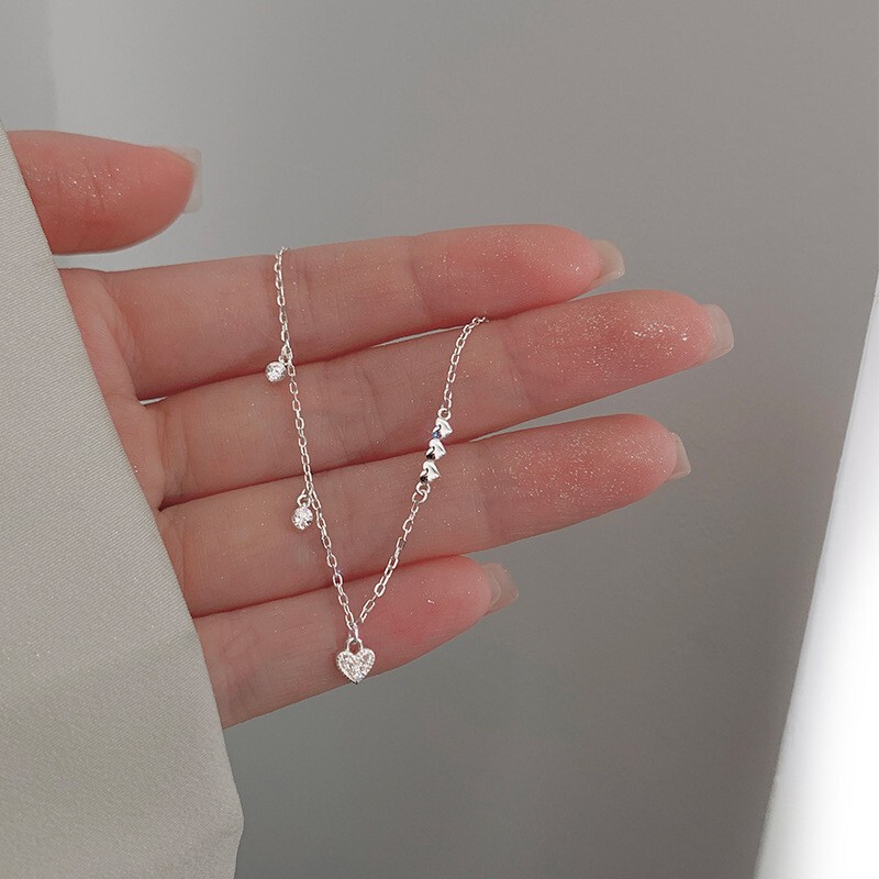 925 Sterling Silver Glossy Heart Bracelet for Women 2022 New Style Simple Creative Niche Design Trendy Ins Hand Jewelry for Women